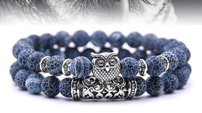 Natural Stone Owl Bracelet